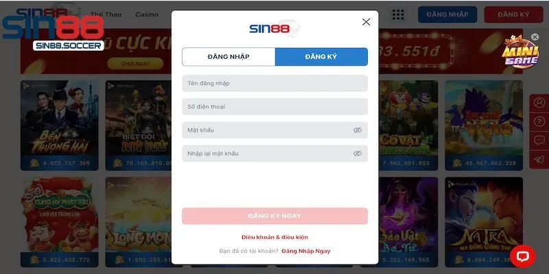 Hướng dẫn cách đăng ký vào Sin88 chi tiết