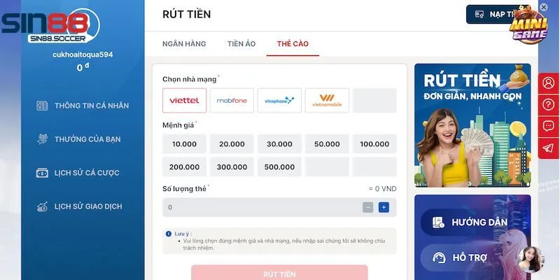 Những lưu ý cần thiết để rút tiền Sin88